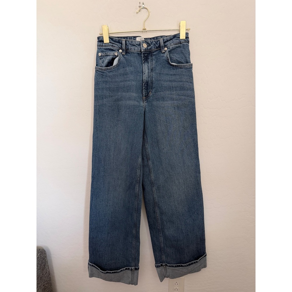 Rails The Getty High Rise Wide Leg Jeans Rich Indigo Cuffed 29